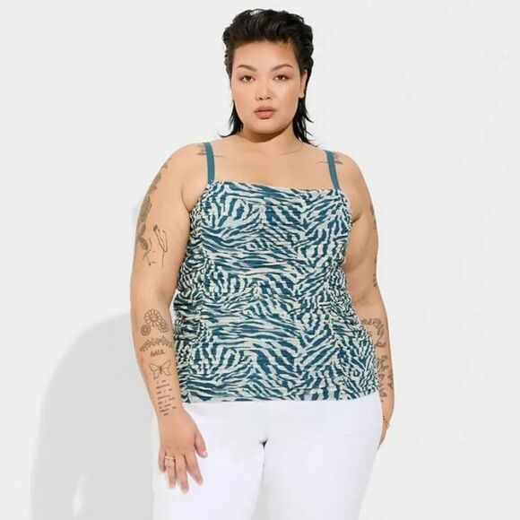 Torrid Stretch Mesh Cropped Shirred Cami - Picture 1 of 4